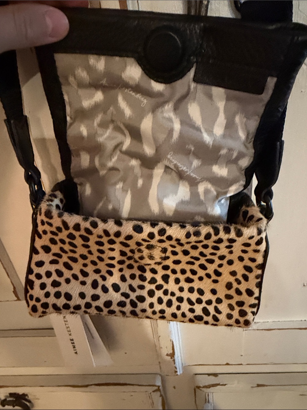 Aimee Kestenberg Black and Leopard Crossbody Purse
